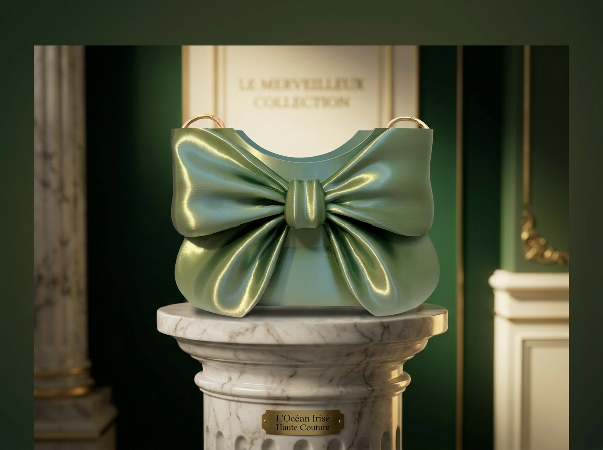 3D-printed luxury bow purse in plant-based PLA