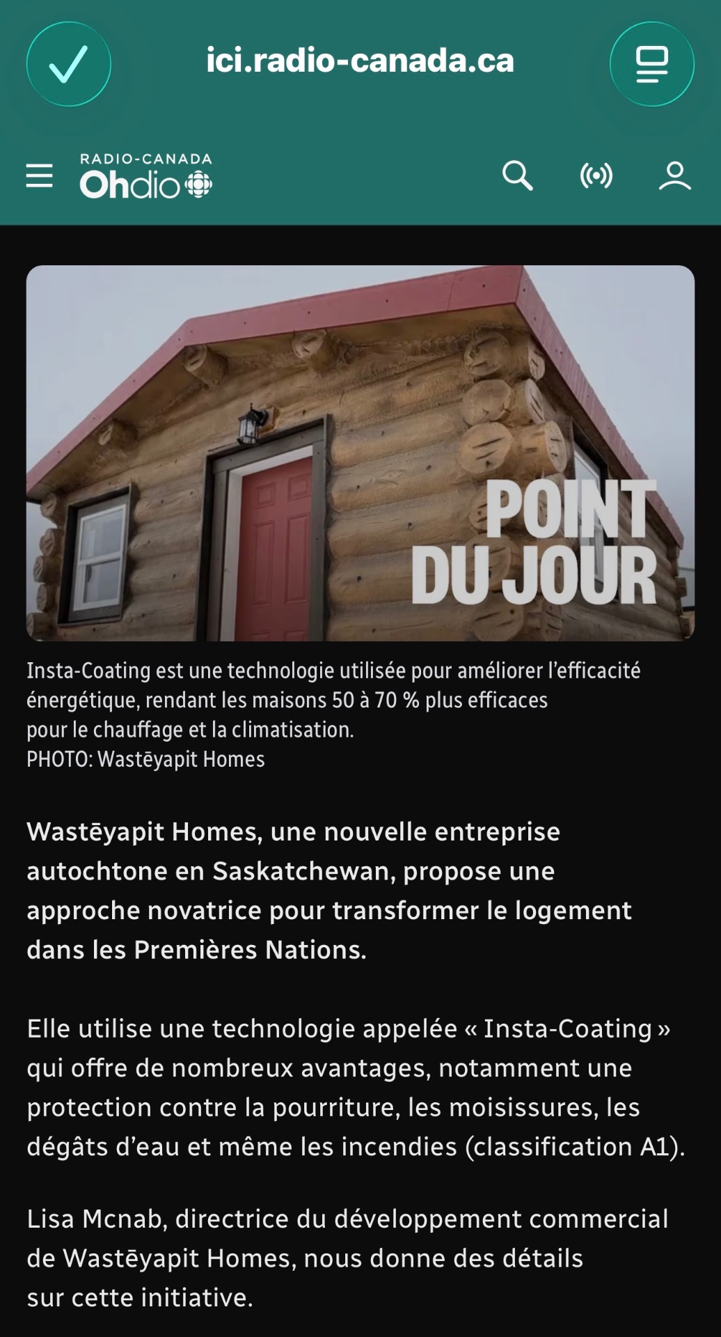 Wastēyapit Homes & Insta-Coating — Interview (FR)